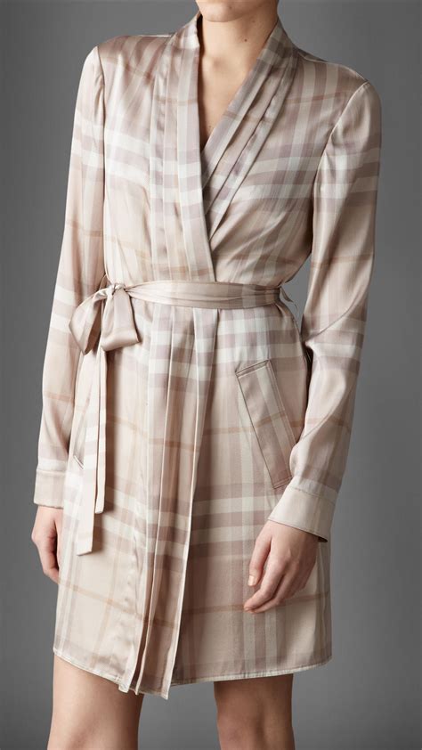 burberry check stretch-silk dressing gown|Burberry Check Stretchsilk Dressing Gown in Natural .